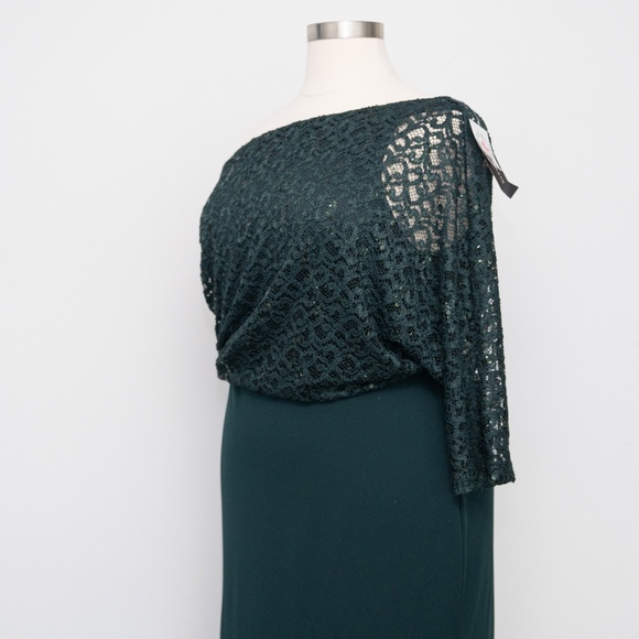 Betsy & Adam -  Lace-Top Asymmetric Long Dress - Picture 10 of 14